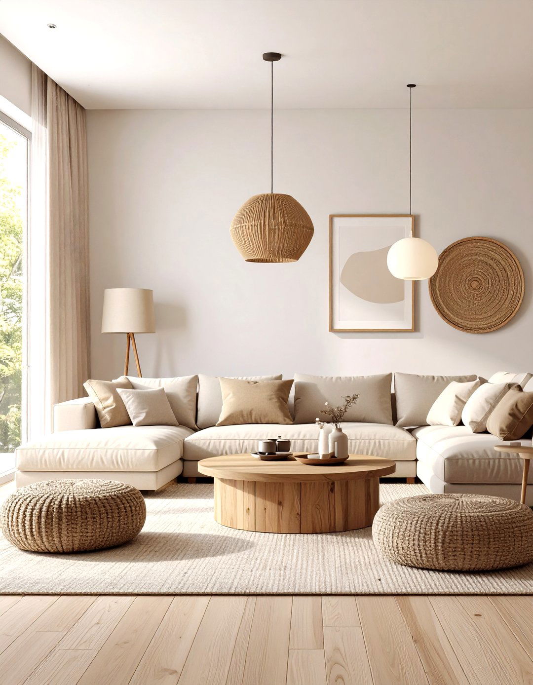 Casual Neutral Family Living Room with Durable Fabrics - 24 Neutral Living Room Ideas