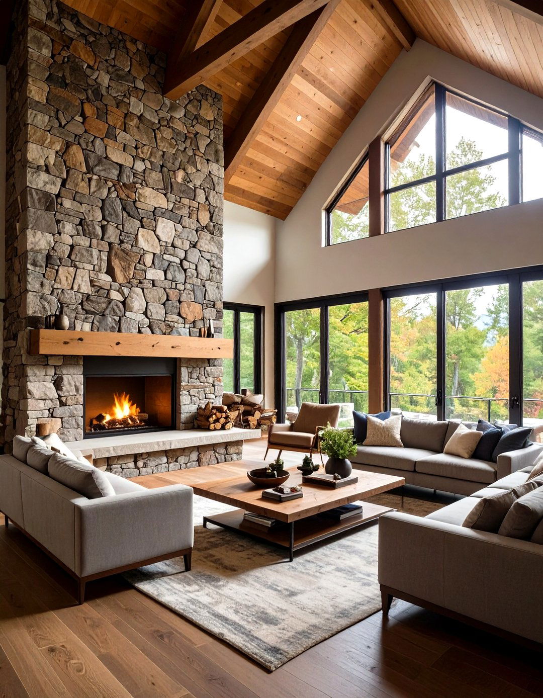 Cathedral Ceiling Integration - 24 Fireplace Wall Ideas
