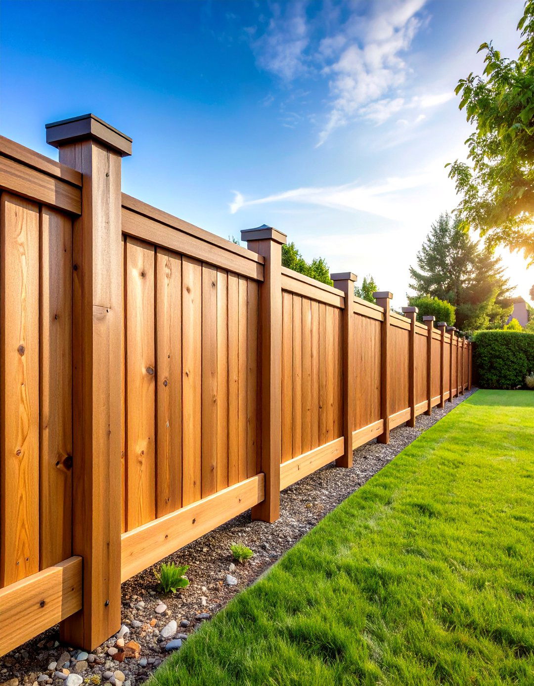Cedar Board on Board Privacy Fence with Cap Rail - 24 Cedar Fence Ideas