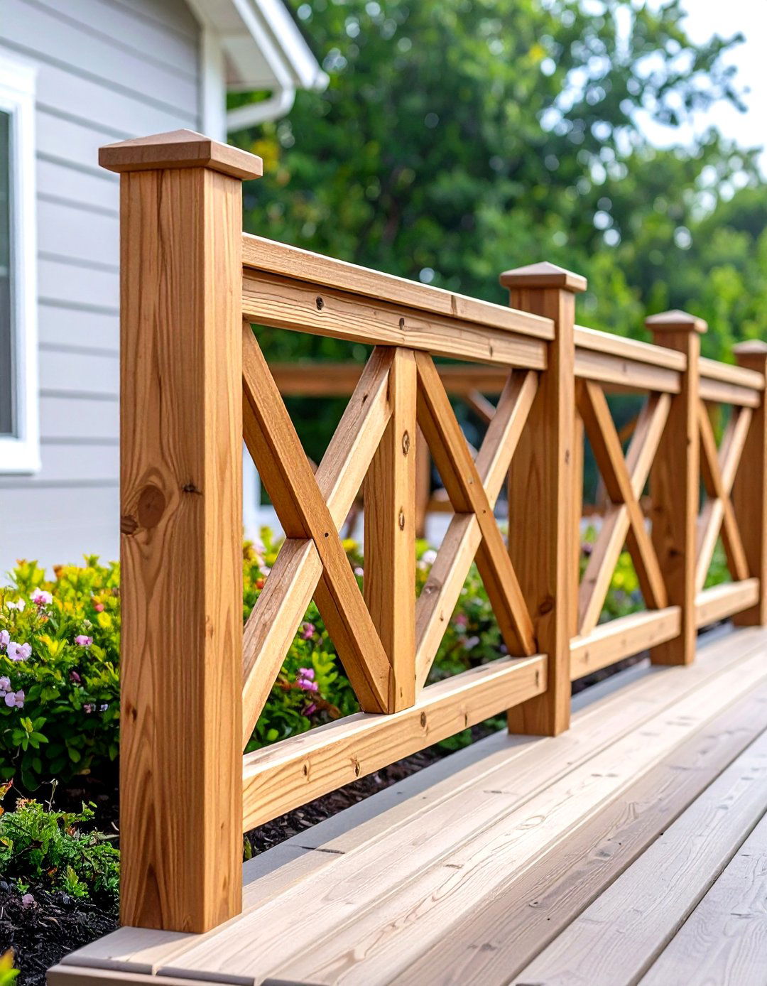 Cedar Chippendale X Pattern Railing - 24 Wood Deck Railing Ideas
