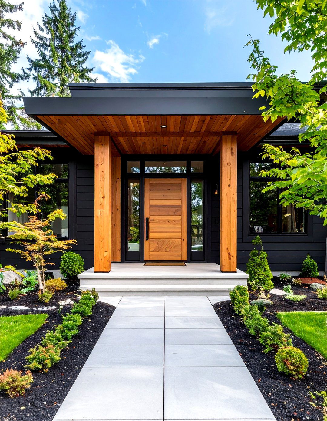 Cedar Entryway Focal Points - 24 Black House With Cedar Accents