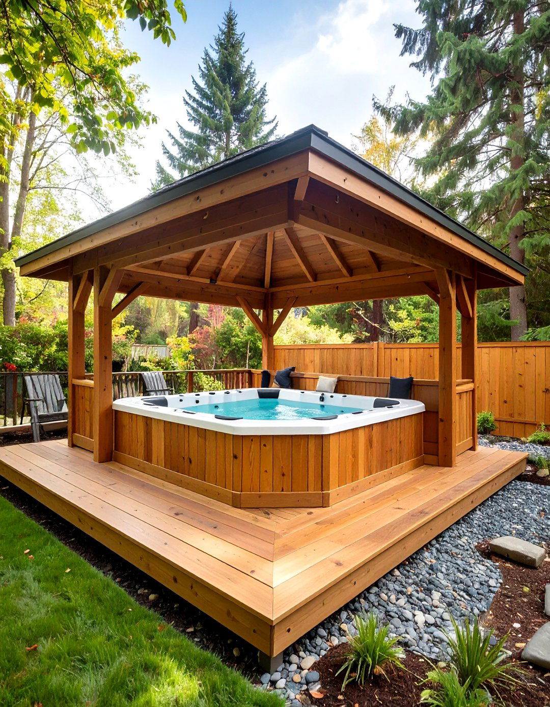 Cedar Gazebo Hot Tub Enclosure - 24 Backyard Hot Tub Privacy Ideas