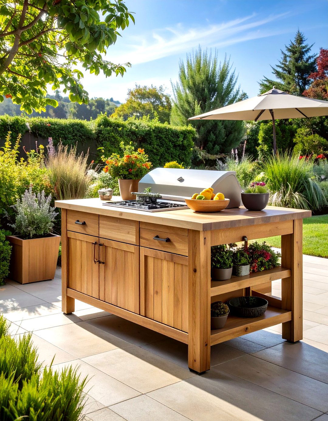 Cedar Outdoor Kitchen Cart - 24 Grill Station Ideas