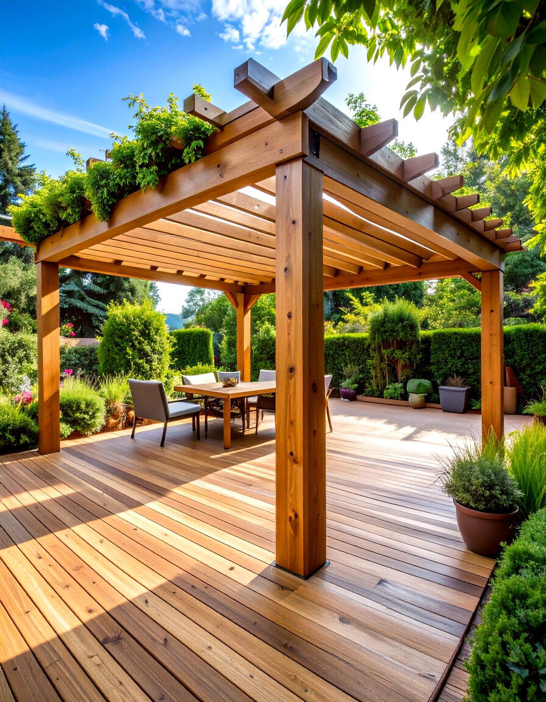 Cedar Pergola Deck - 24 Covered Deck Ideas