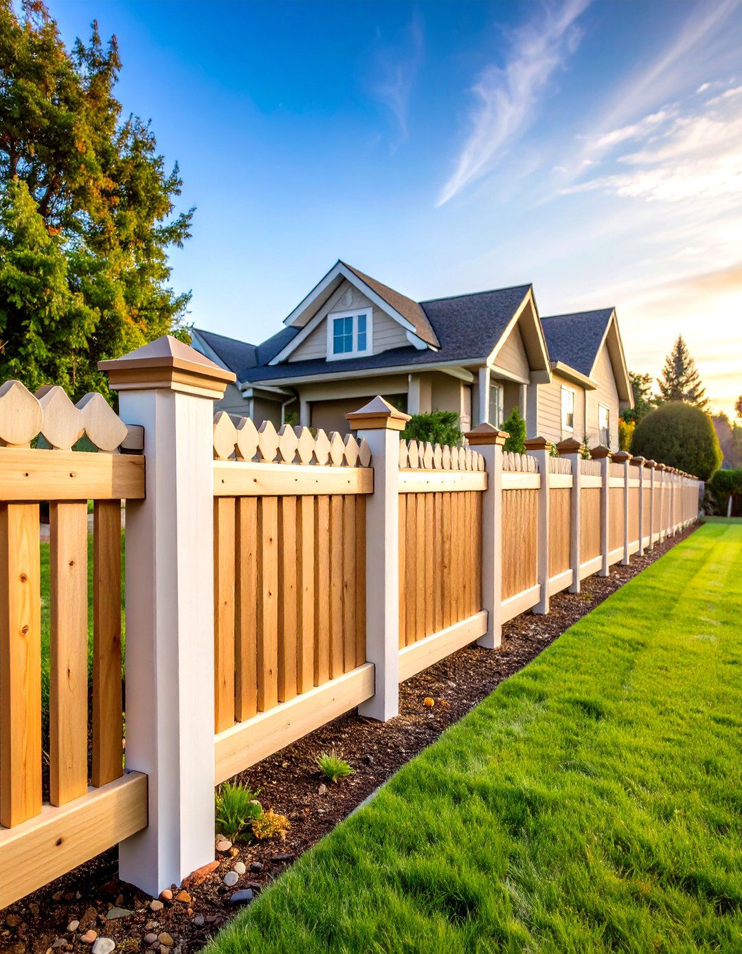 Cedar Picket Fence with Scalloped Top Design - 24 Cedar Fence Ideas
