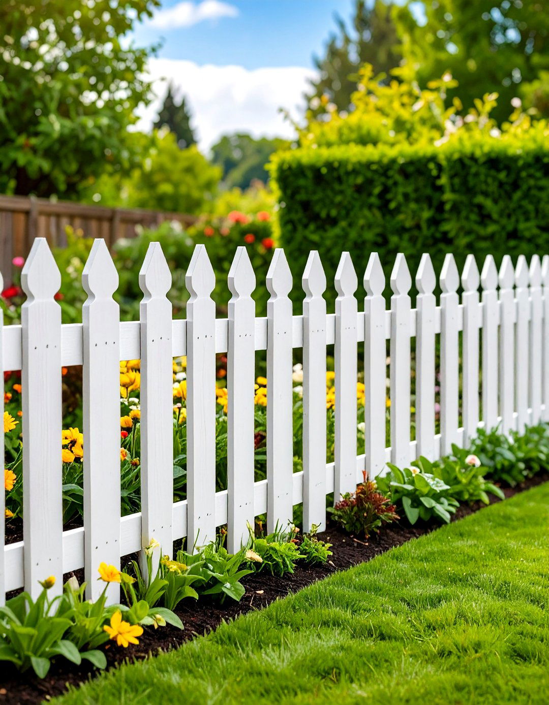 Cedar Picket Garden Borders - 24 Small Garden Fence Ideas