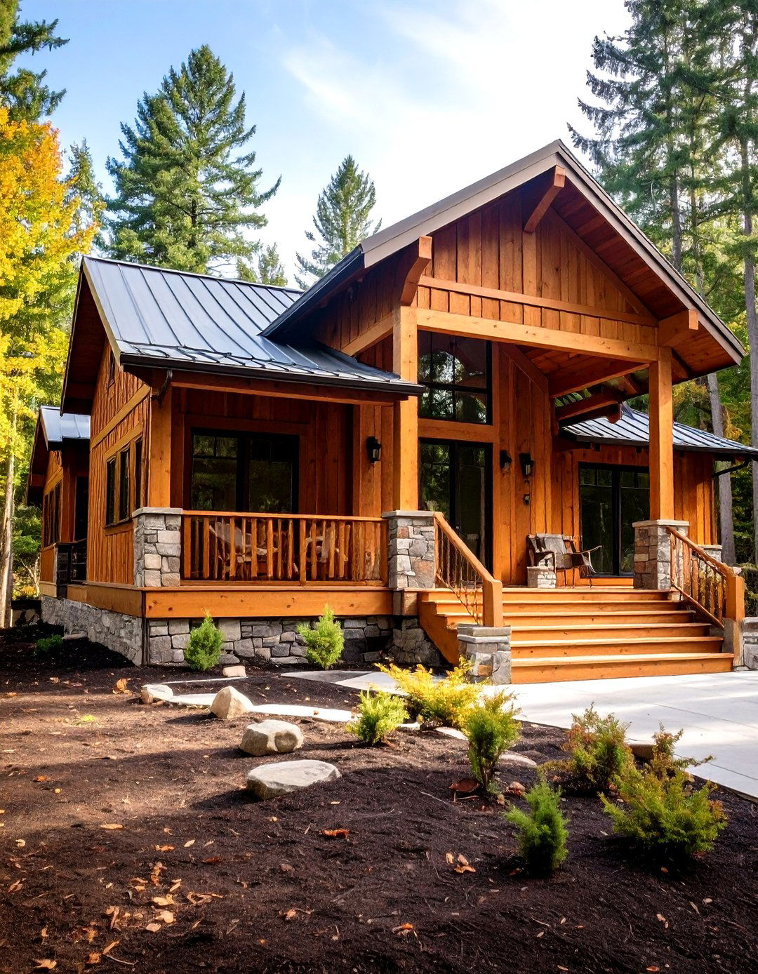 Cedar Siding and Natural Wood Accents - 24 Ideas for Ranch-Style Home Exteriors