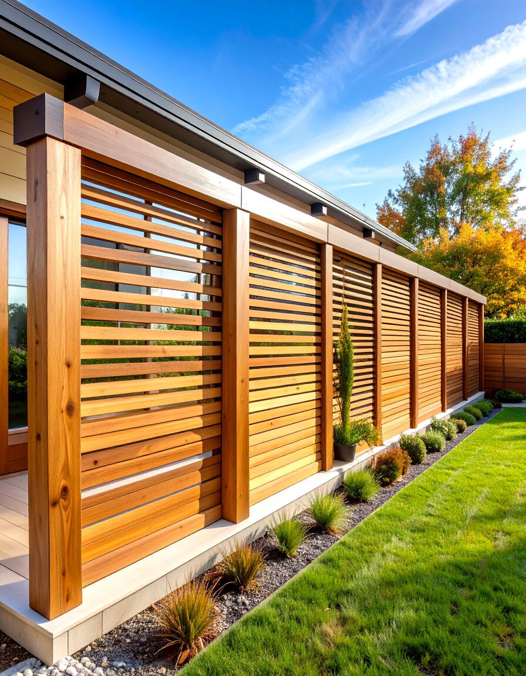 Cedar Slatted Screens - 24 Garden Wall Ideas