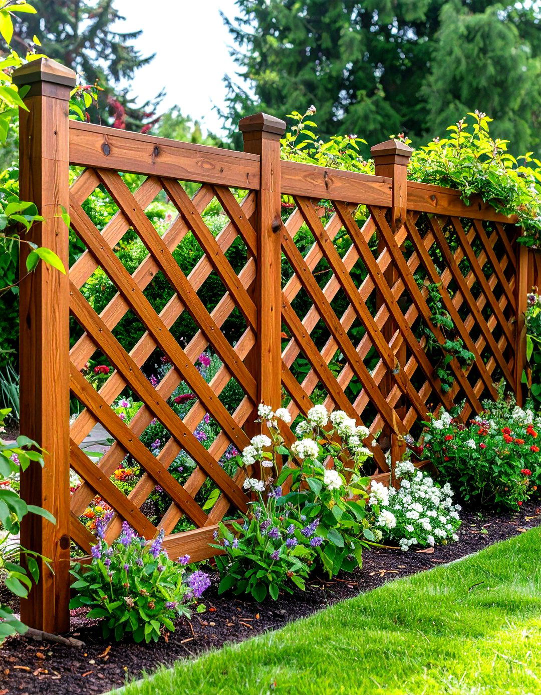 Cedar Wood Diagonal Lattice Panel - 24 Lattice Fence Ideas