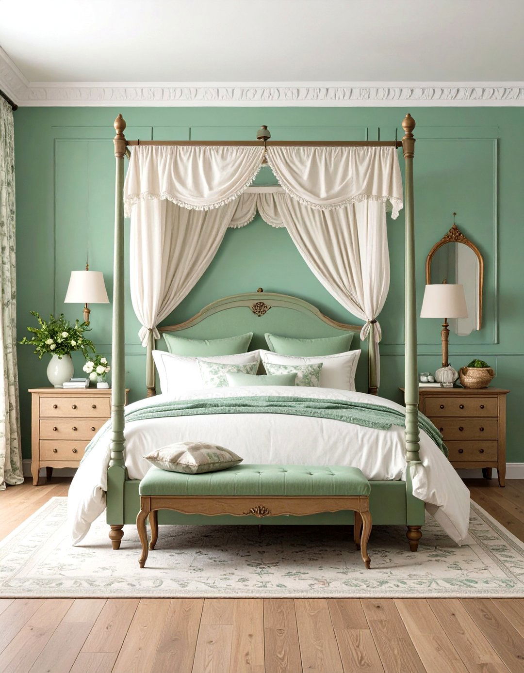 Celadon Green Traditional Bedroom - 24 Light Green Bedroom Ideas