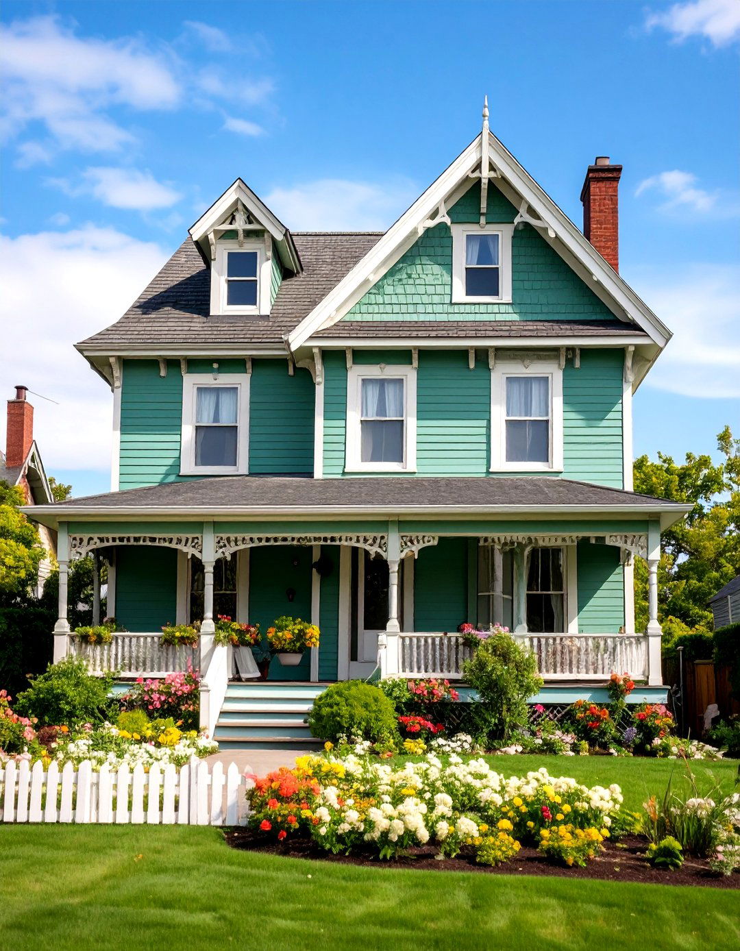 Celadon Green Victorian Second Empire - 24 Green Victorian House Colors