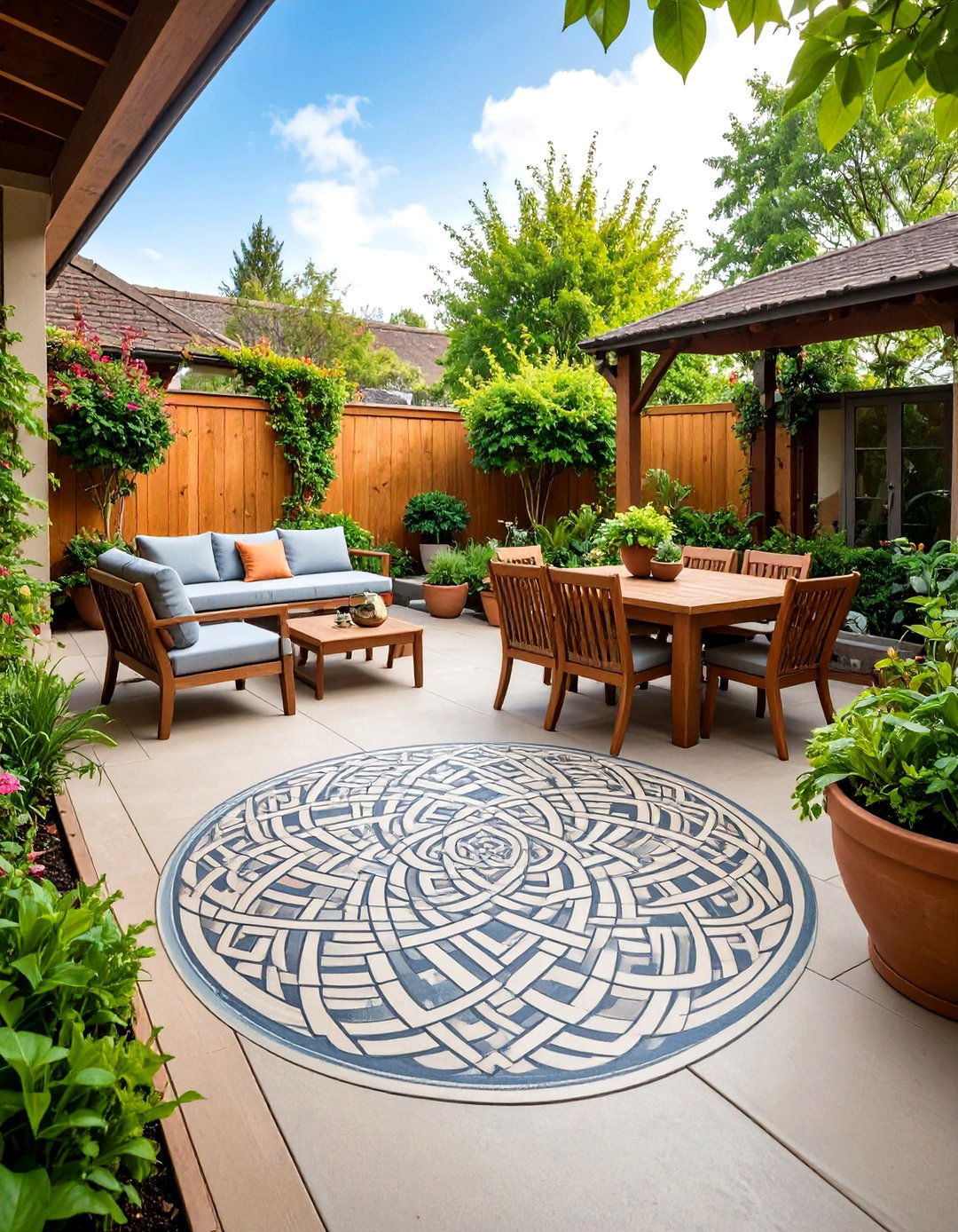 Celtic Knotwork Heritage - 24 Painted Concrete Patio Ideas