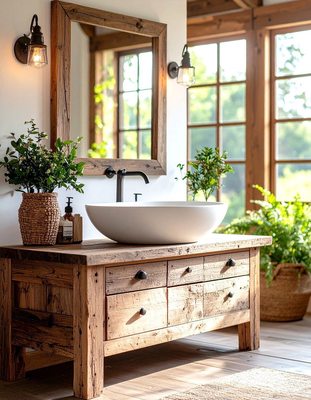 Ceramic Bowl Sink with Reclaimed Wood Vanity - 24 Small Bathroom Sink Ideas