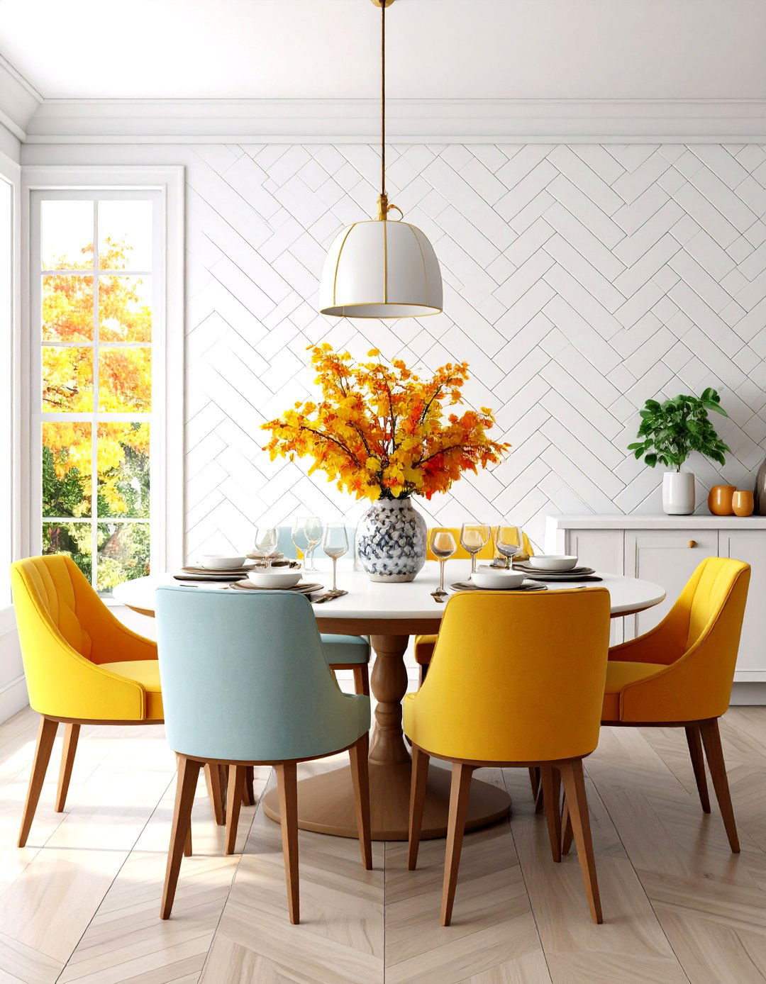 Ceramic Subway Tile Arrangements - 24 Dining Room Accent Wall Ideas