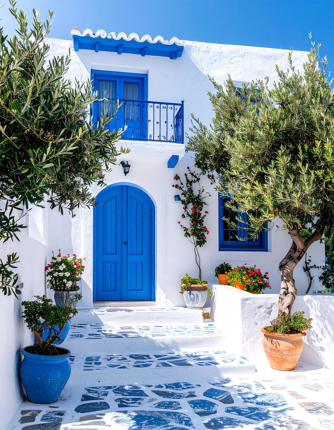Cerulean Blue Mediterranean Style - 24 blue exterior house paint ideas