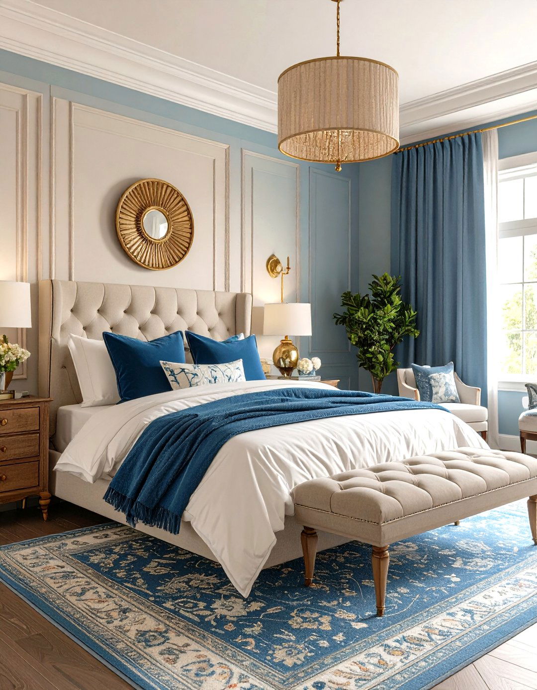 Cerulean Blue and Ivory Classic Tranquility - 24 Bedroom Painting Ideas With Two Colors