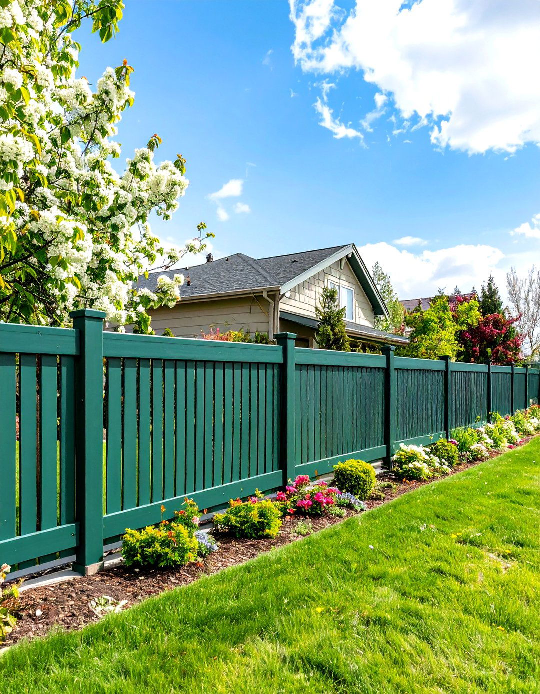 Chain Link Front Yard Fence with Privacy Slats - 24 Front Yard Fence Ideas