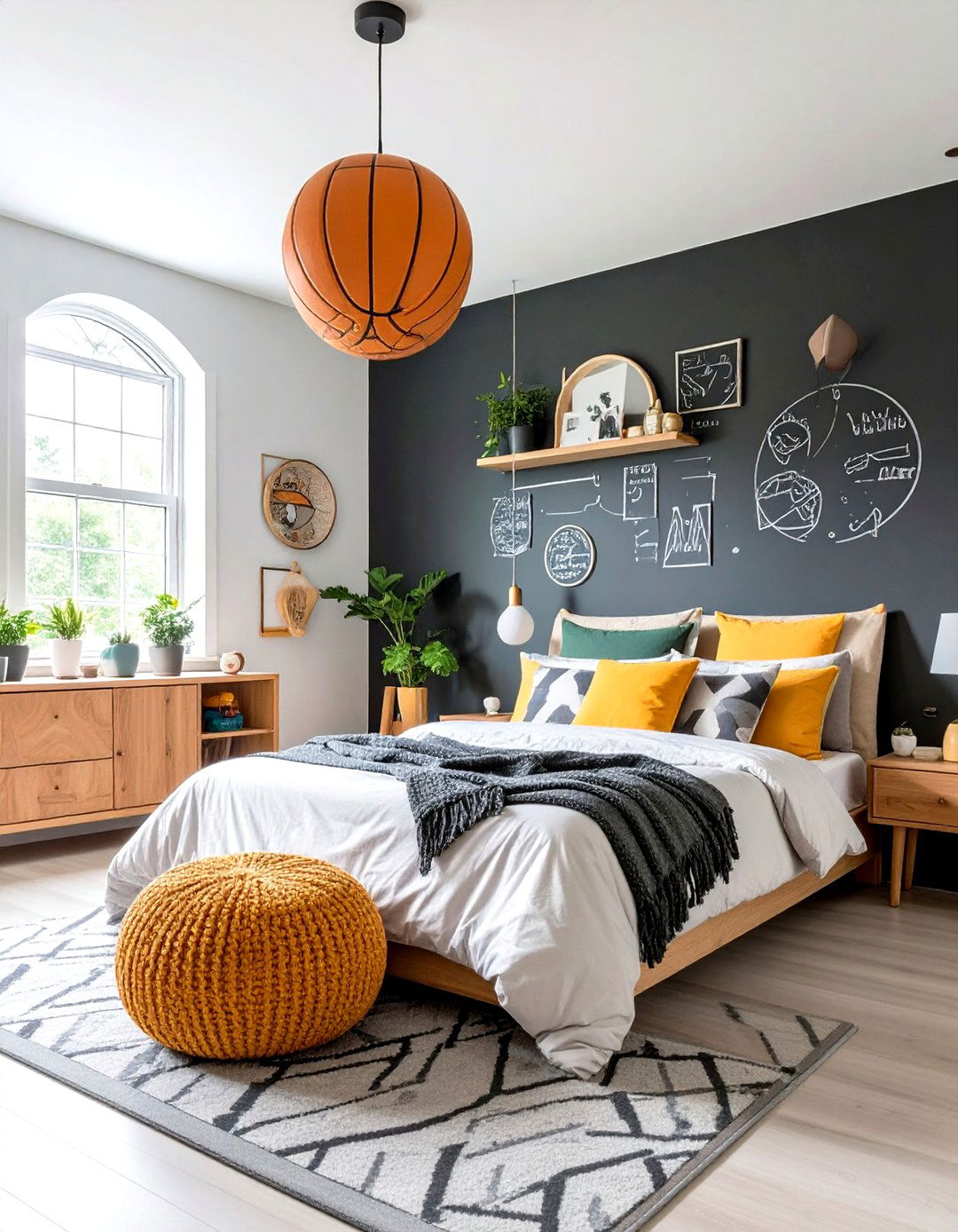Chalkboard Basketball Play Walls - 24 basketball room decor ideas