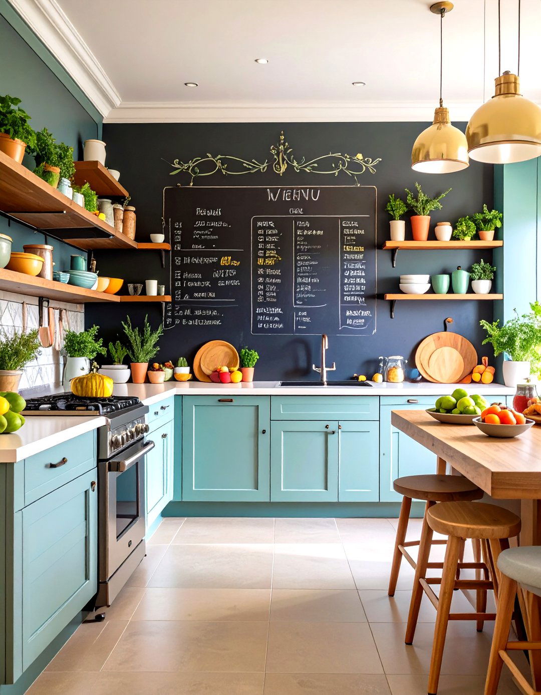 Chalkboard Menu Planning Wall - 24 Kitchen Wall Decor Ideas