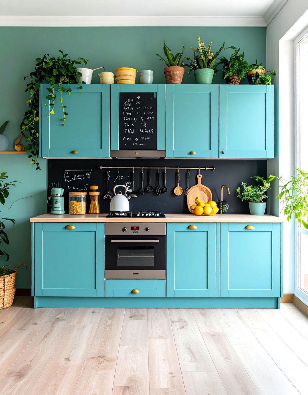 Chalkboard Paint Functional Cabinet Design - 24 Painting Kitchen Cabinet Ideas