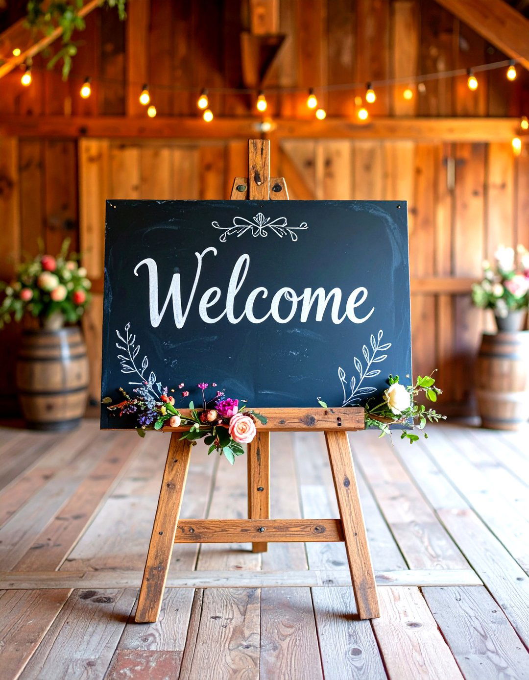 Chalkboard Wedding Welcome Sign with Hand Lettered Typography - 24 Wedding Welcome Sign Ideas