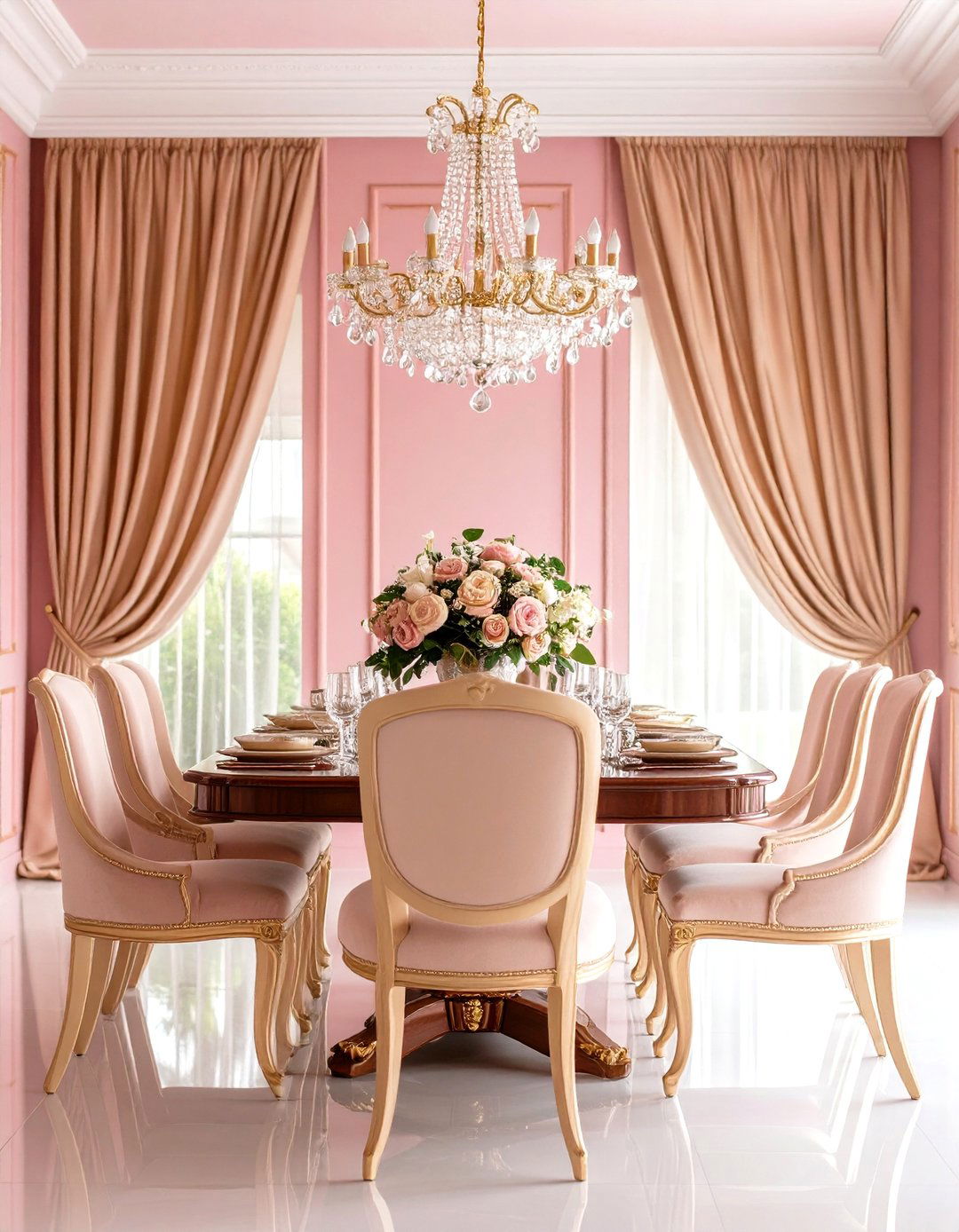 Champagne Pink Formal Dining - 24 Pastel Room Ideas