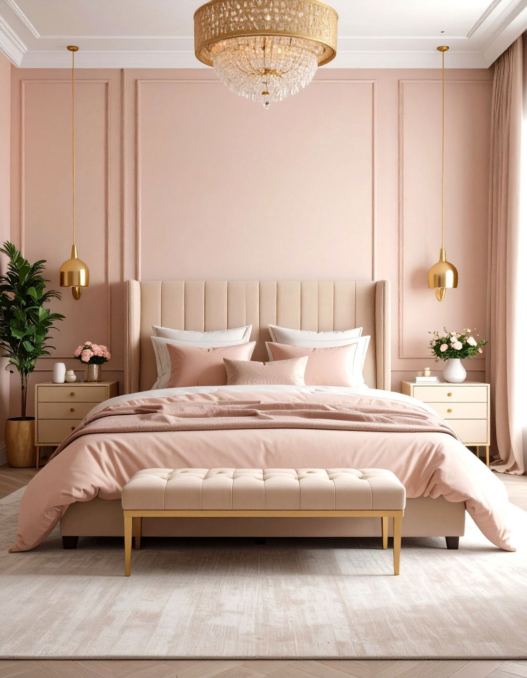 Champagne Pink Master Suite - 24 Pastel Colour Ideas for Your Home