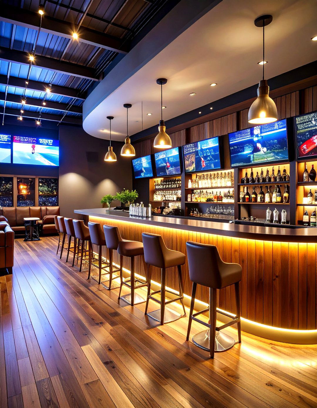 Championship Sports Bar with Multiple Screens - 24 Luxury Man Cave Ideas