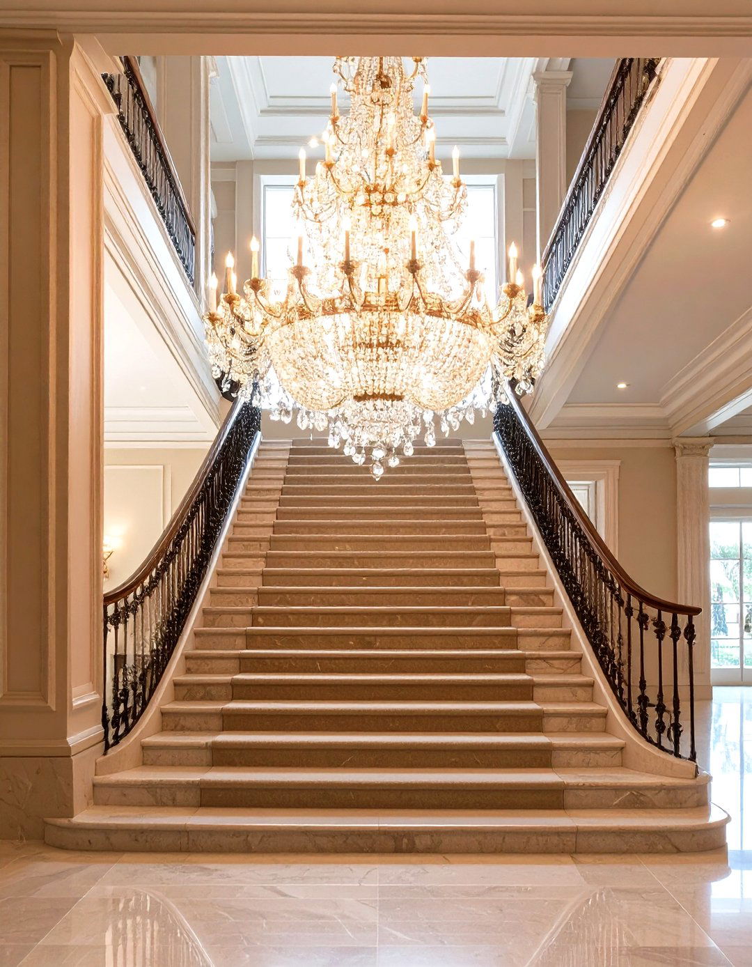 Chandelier Statement Lighting - 24 Staircase Lighting Ideas