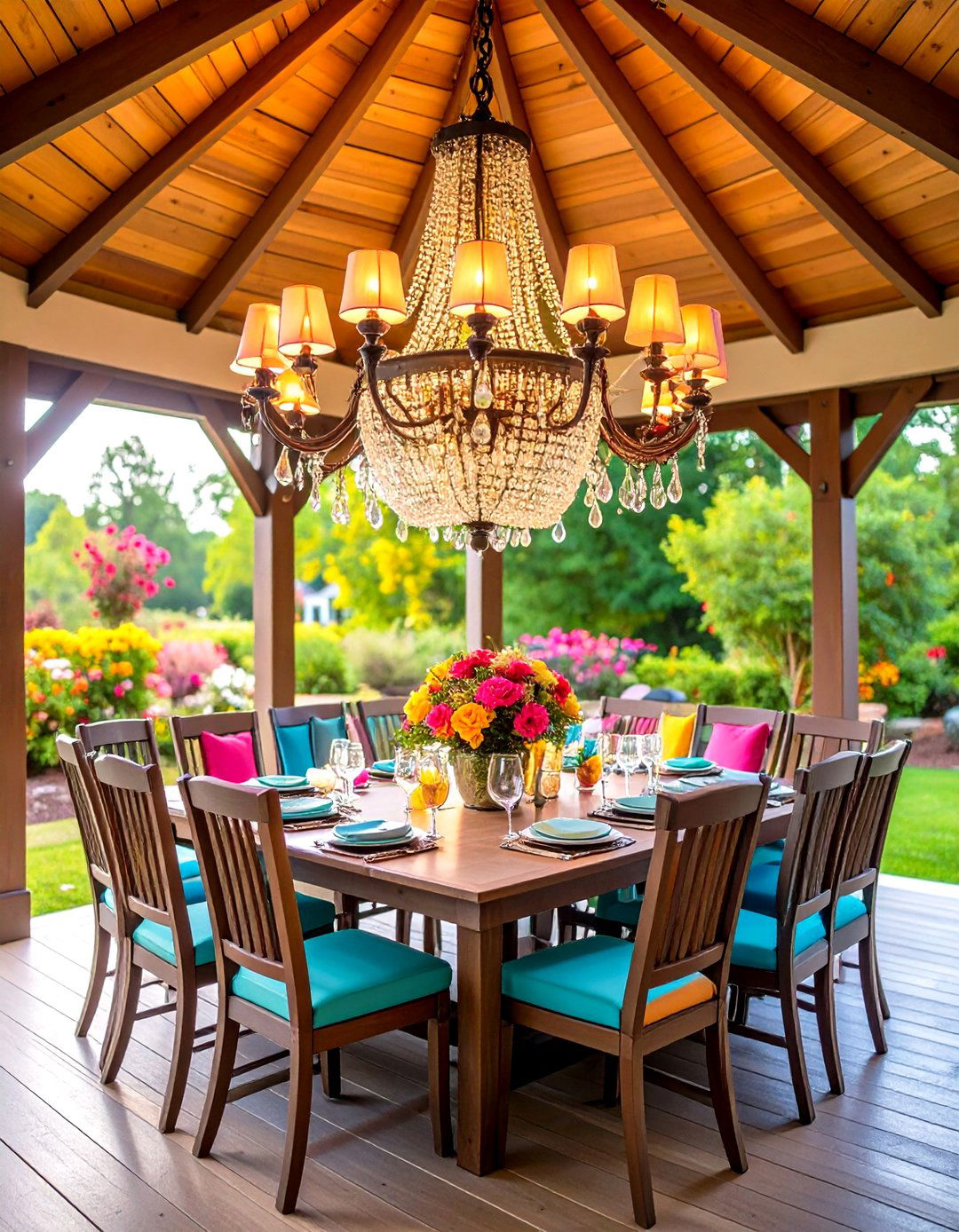 Chandelier Statement Piece - 24 Gazebo Lighting Ideas