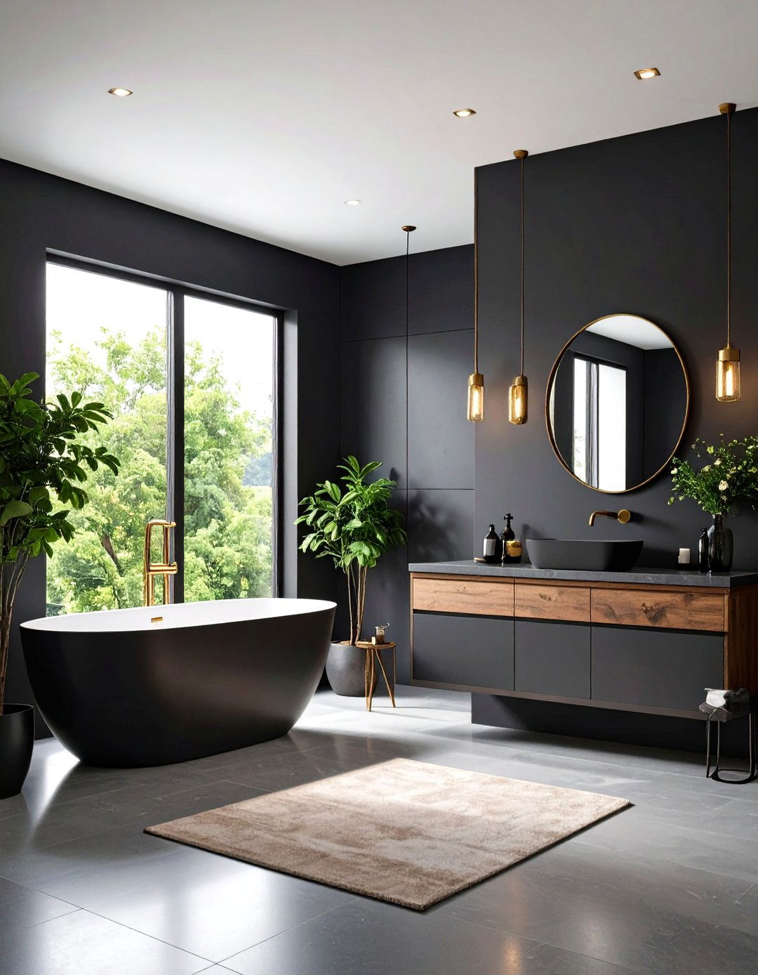 Charcoal Accent Bathroom Modernity - 24 Monochromatic Color Schemes for Rooms
