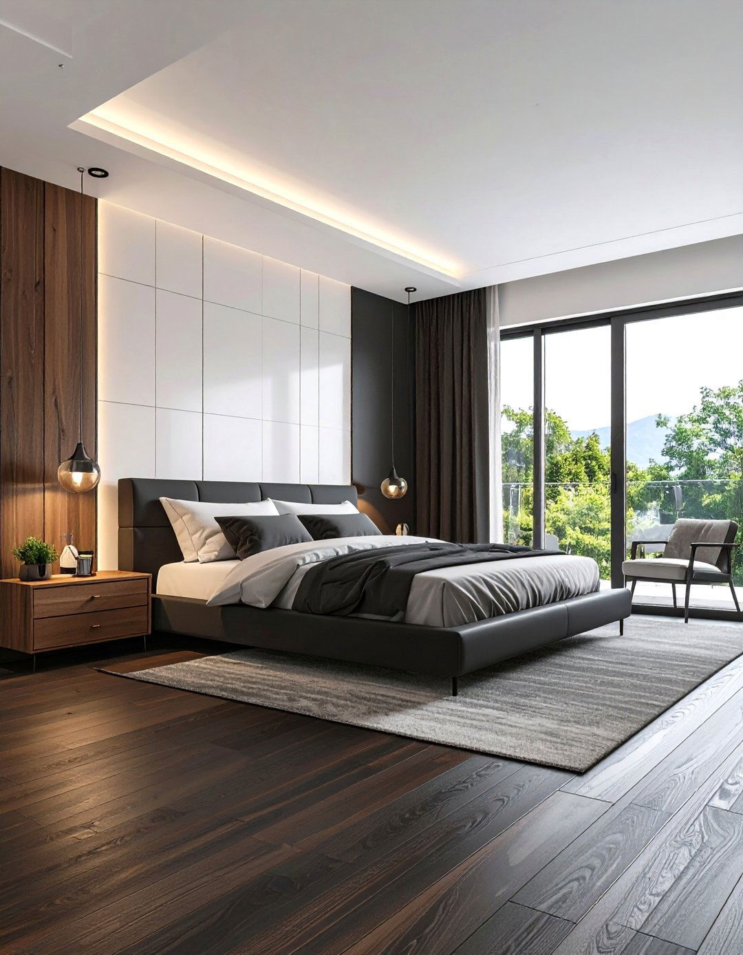 Charcoal Engineered Wood Bedroom