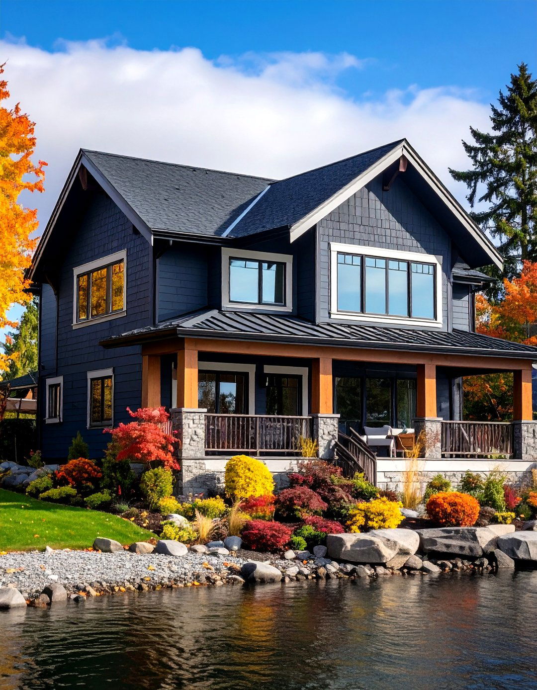 Charcoal Gray Elegance - 24 Lake House Exterior Colors Ideas