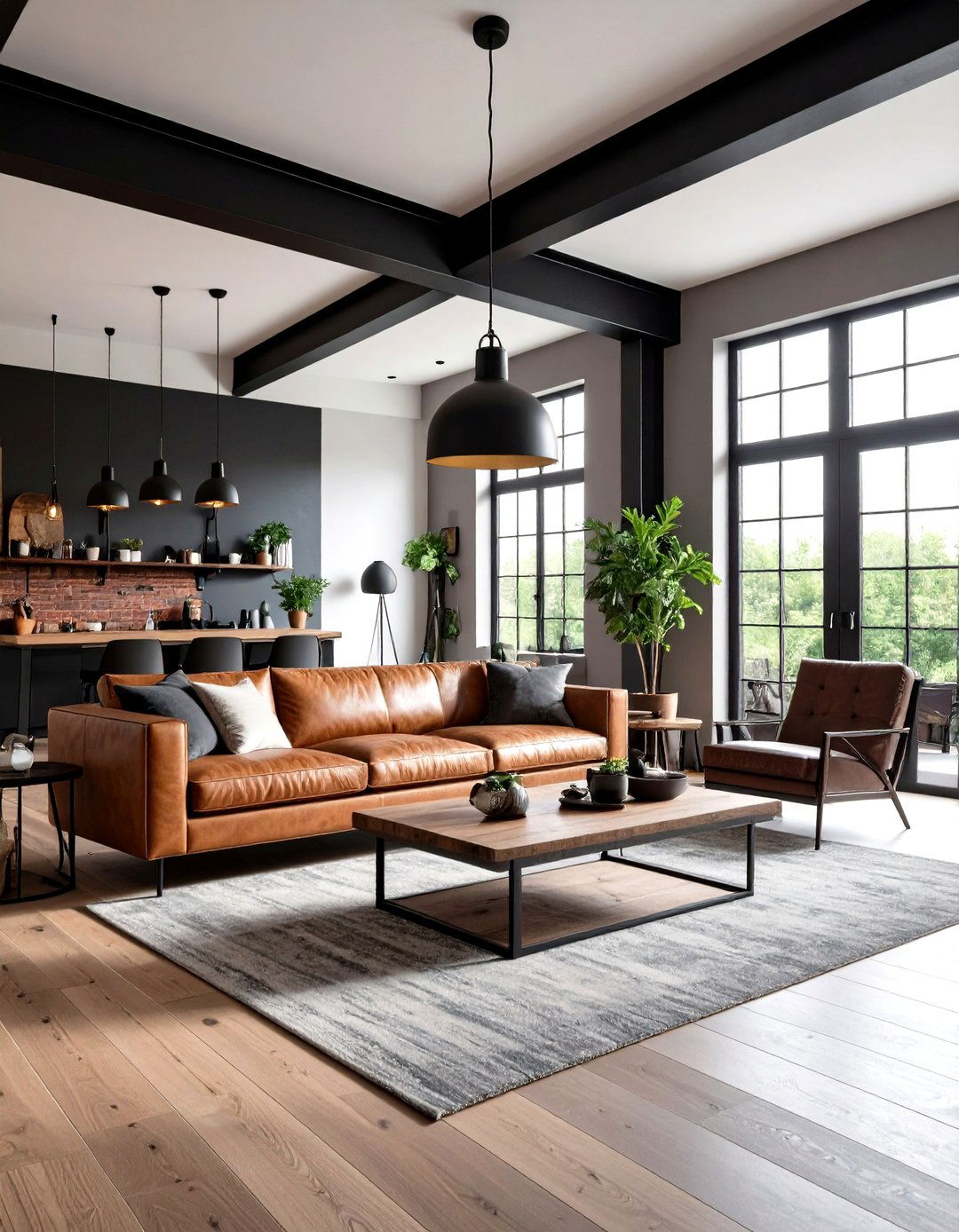 Charcoal Gray Living Room with Industrial Elements - 24 Moody Living Room Ideas