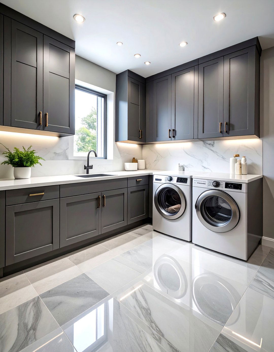 Charcoal Gray Minimalist Design - 24 dark & moody laundry room ideas