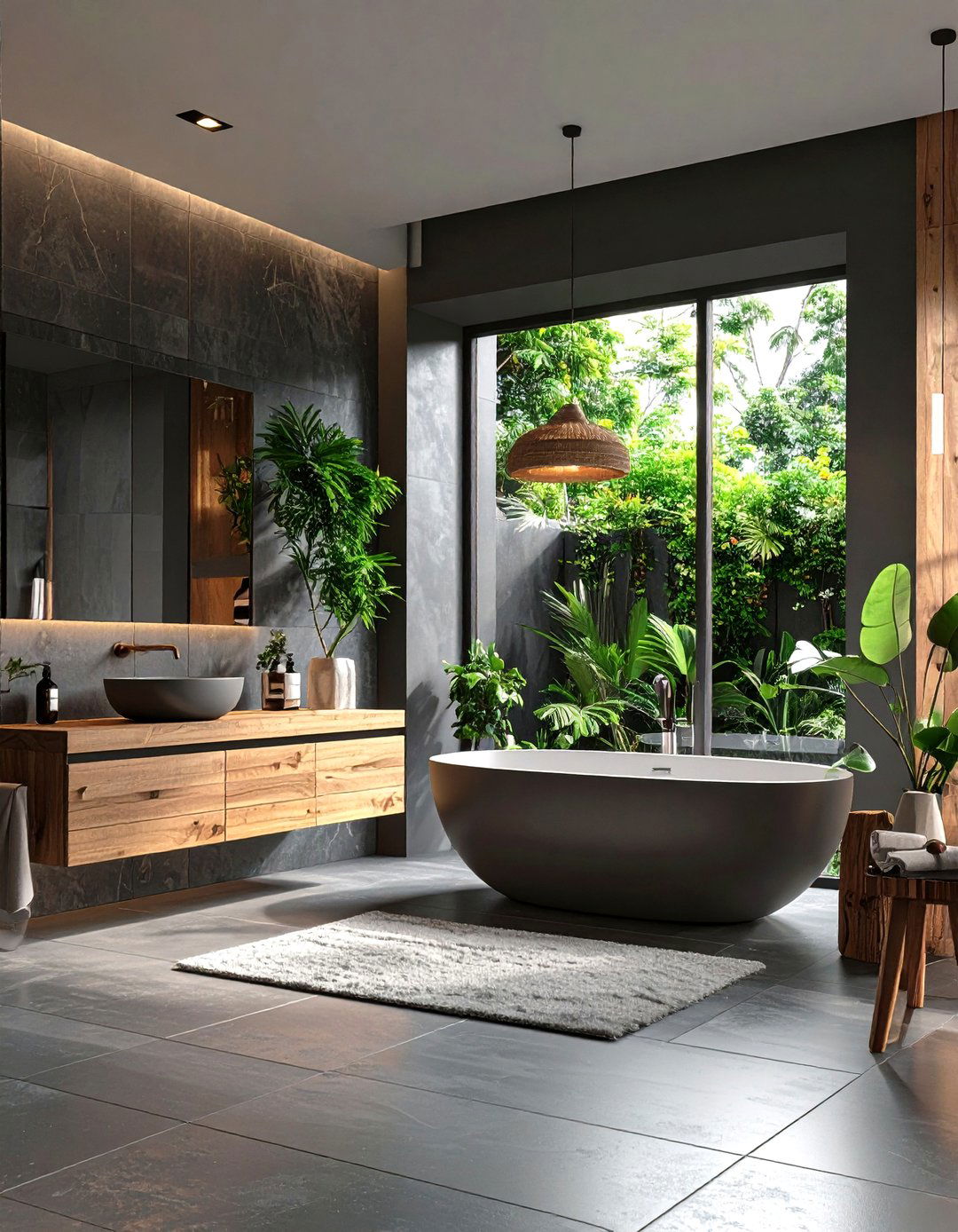 Charcoal Gray Modern Spa - 24 Colorful Bathroom Ideas
