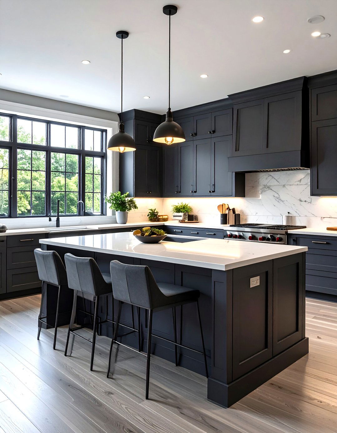Charcoal Gray Sophisticated Elegance - 24 Shiplap Kitchen Island Ideas
