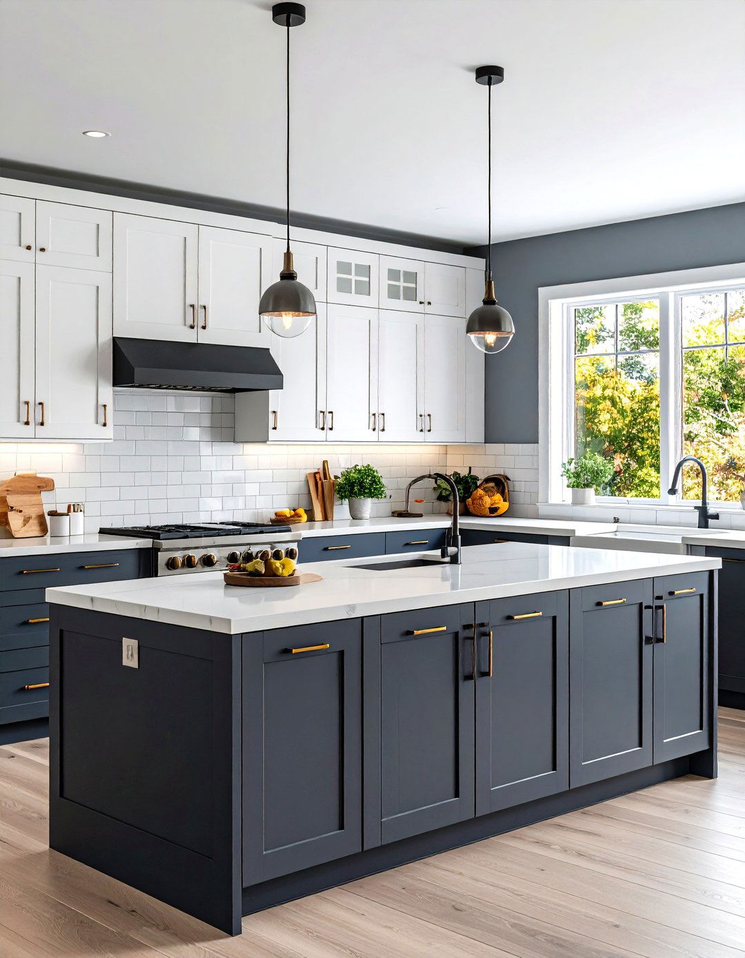 Charcoal Gray and Warm White Contemporary Design - 24 Two Tone Kitchen Cabinet Ideas