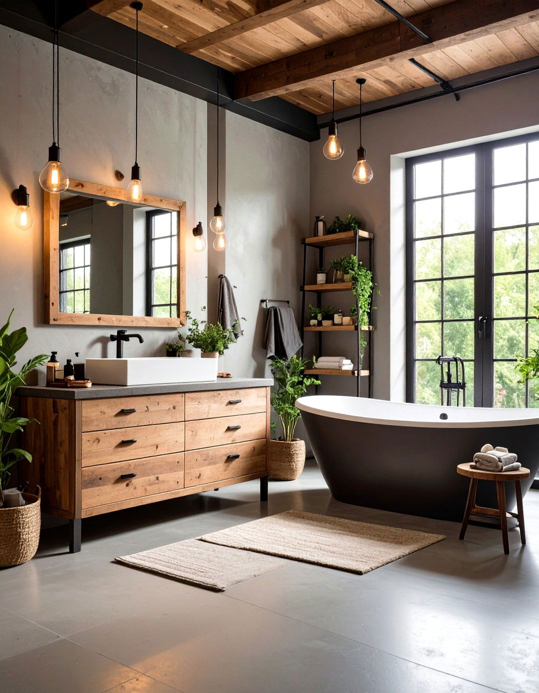 Charcoal Industrial Bathroom Design - 24 Dark Bathroom Ideas