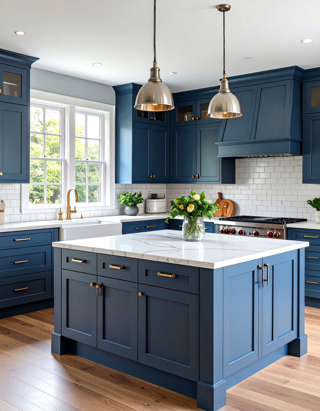 Charcoal Shaker Cabinets with White Quartz - 24 Dark Kitchen Ideas