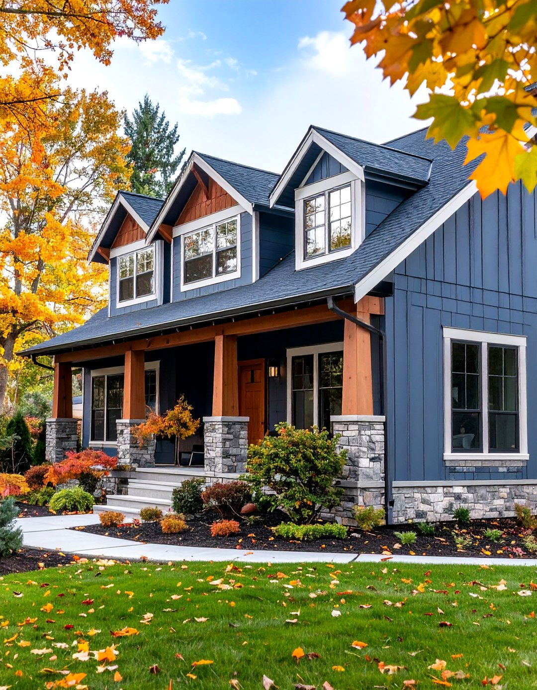 Charcoal Siding with Red Cedar Shake Accents - 24 Dark Grey House Exterior Ideas