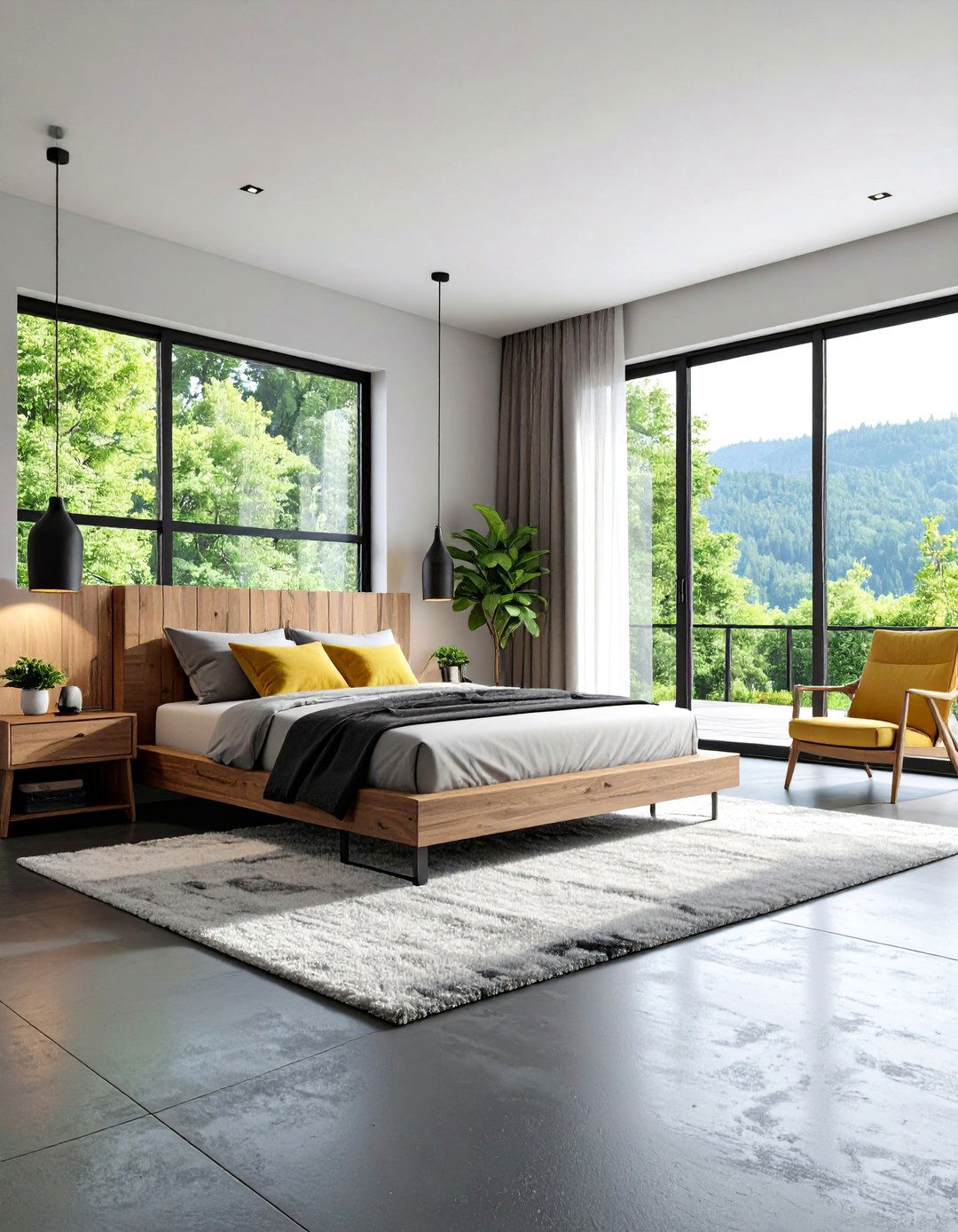 Charcoal Stained Concrete Bedroom - 24 Black Floor Bedroom Ideas
