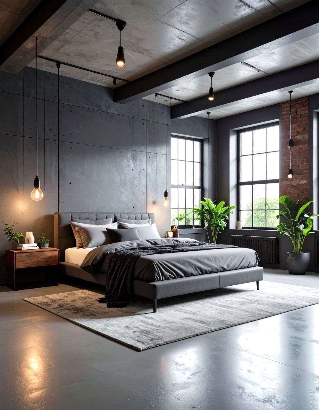 Charcoal Urban Loft - 24 Dark Bedroom Ideas