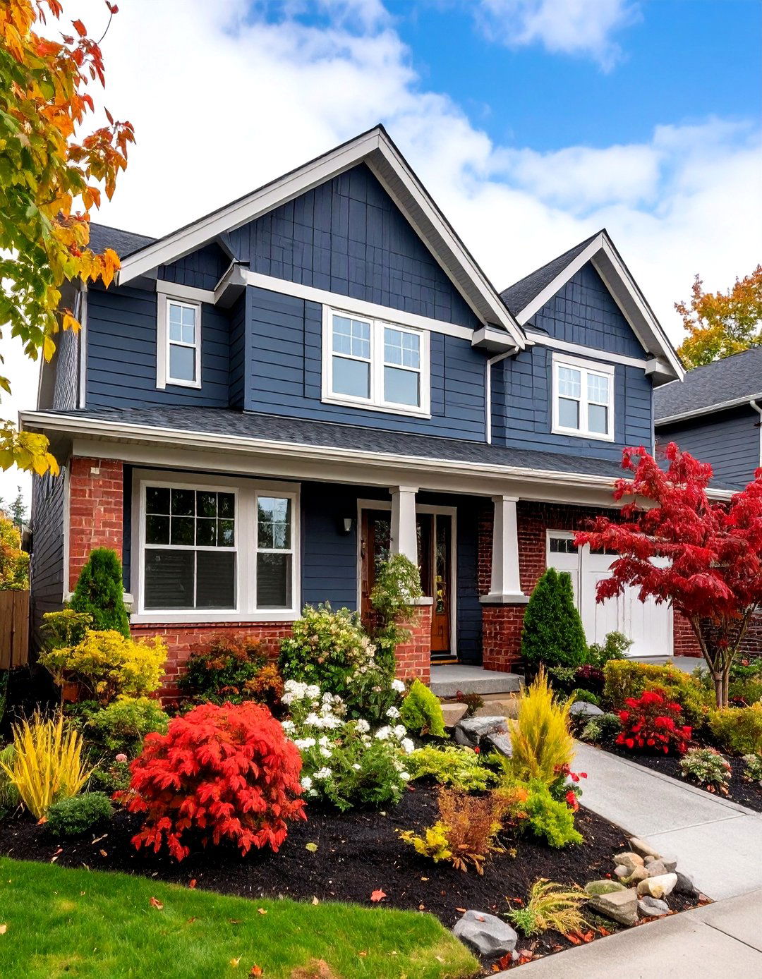 Charcoal Vinyl with Red Brick Traditional Appeal - 24 Vinyl Siding and Brick Combinations