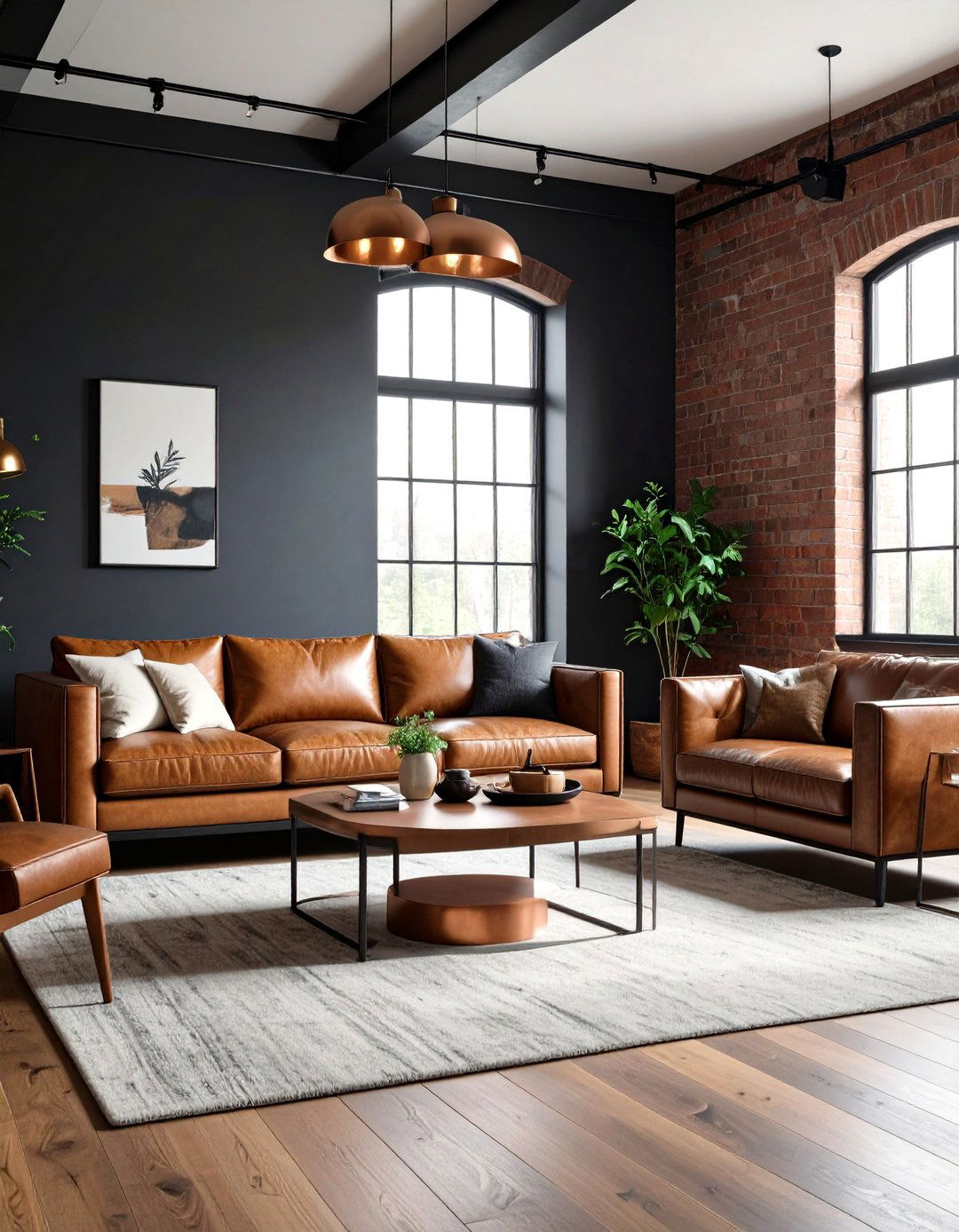 Charcoal and Copper Industrial Chic - 24 Two Colour Combination for Living Room