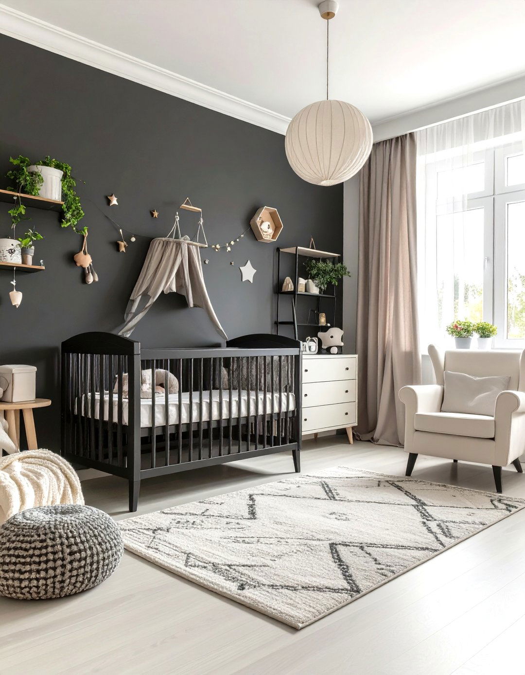 Charcoal and Cream Dramatic Nursery - 24 Neutral Nursery Ideas