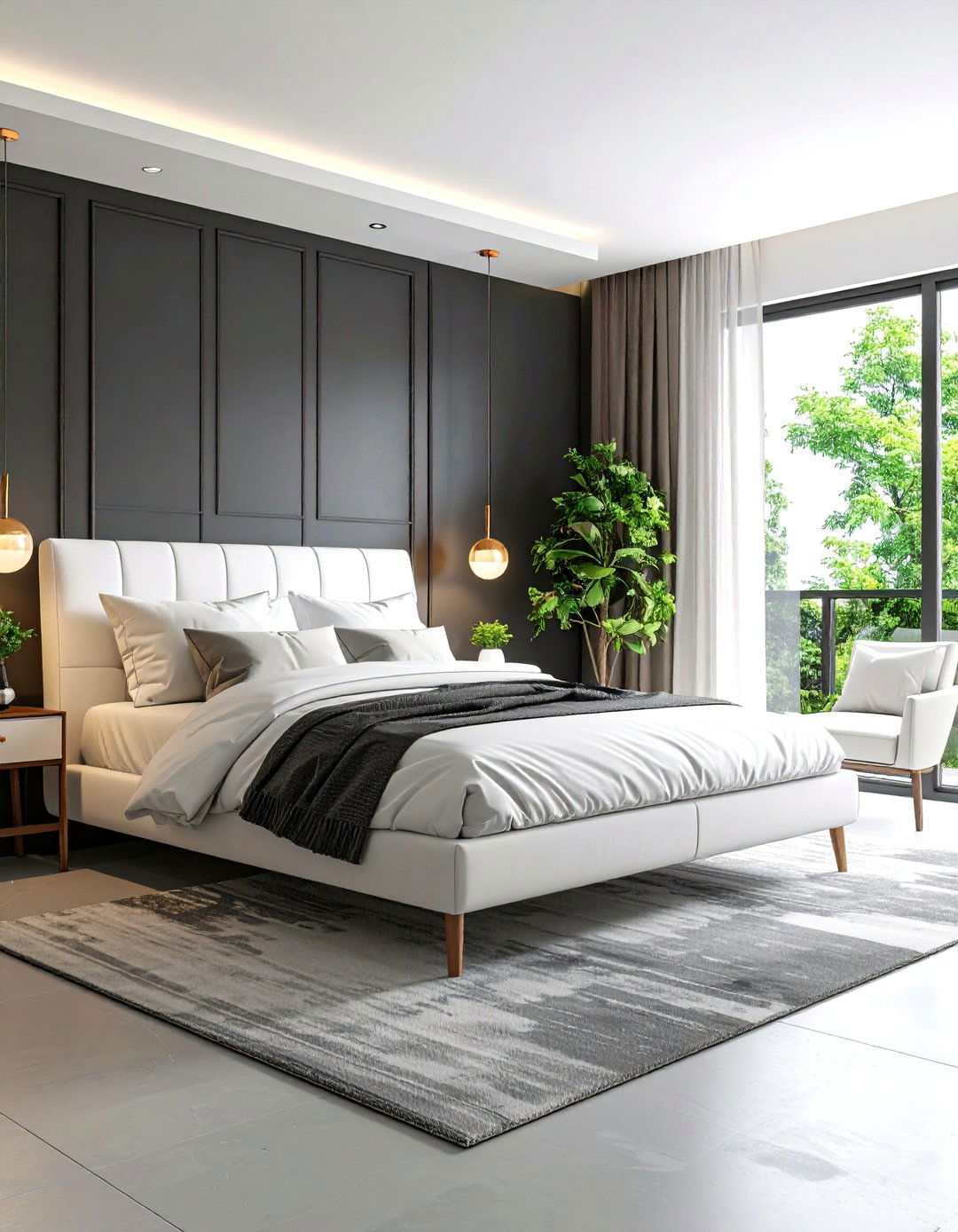 Charcoal and White Contemporary Design - 24 Charcoal Bedroom Ideas