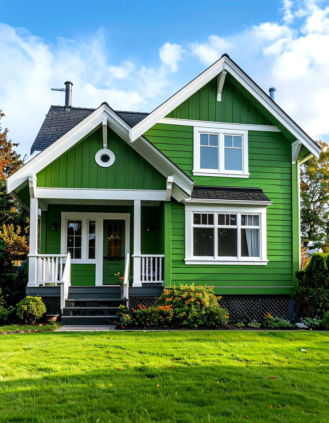 Chartreuse Green Mid Century Modern Style - 24 Green Exterior House Paint Ideas