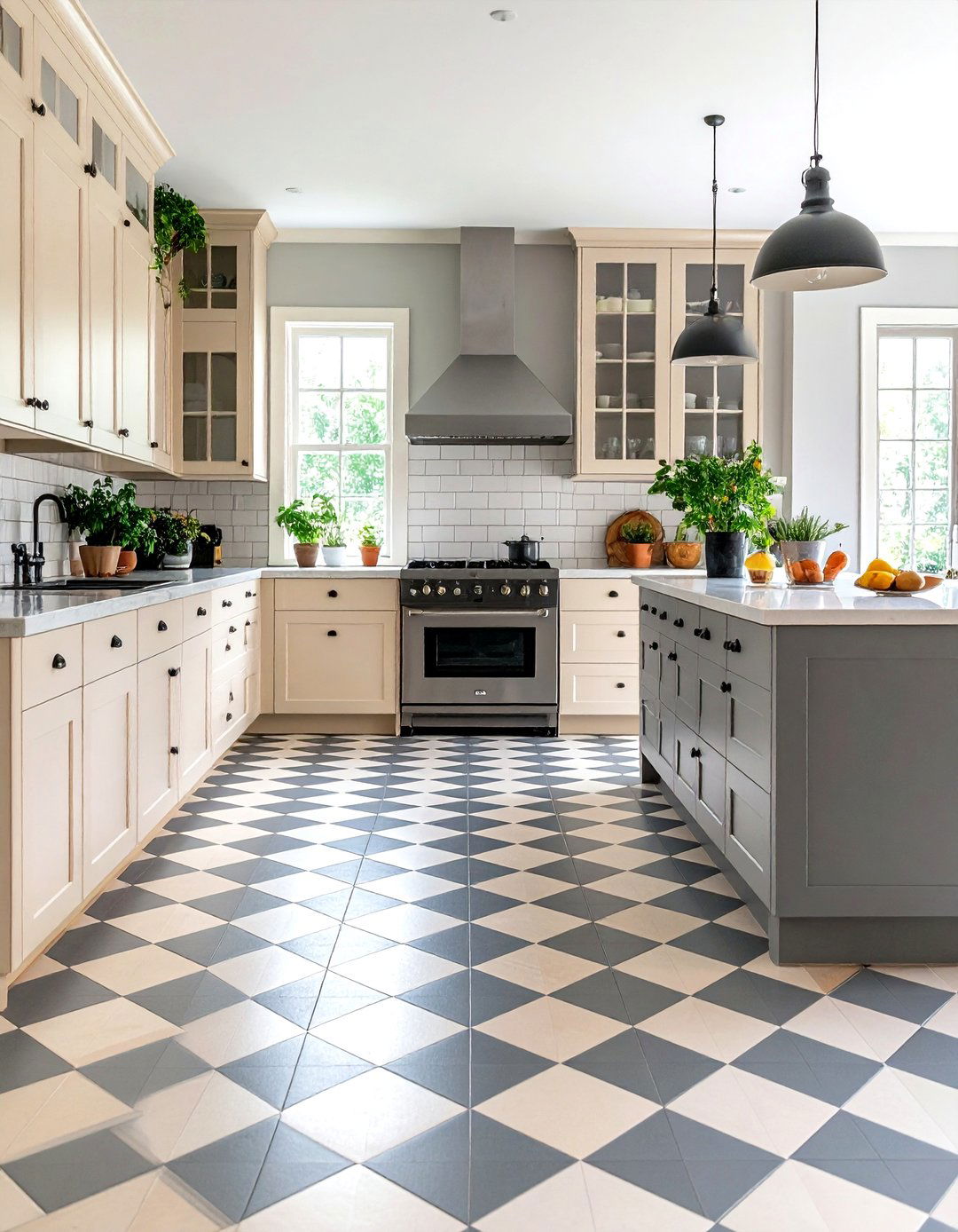 Checkerboard Floor Pattern - 24 Cottage Kitchen Ideas