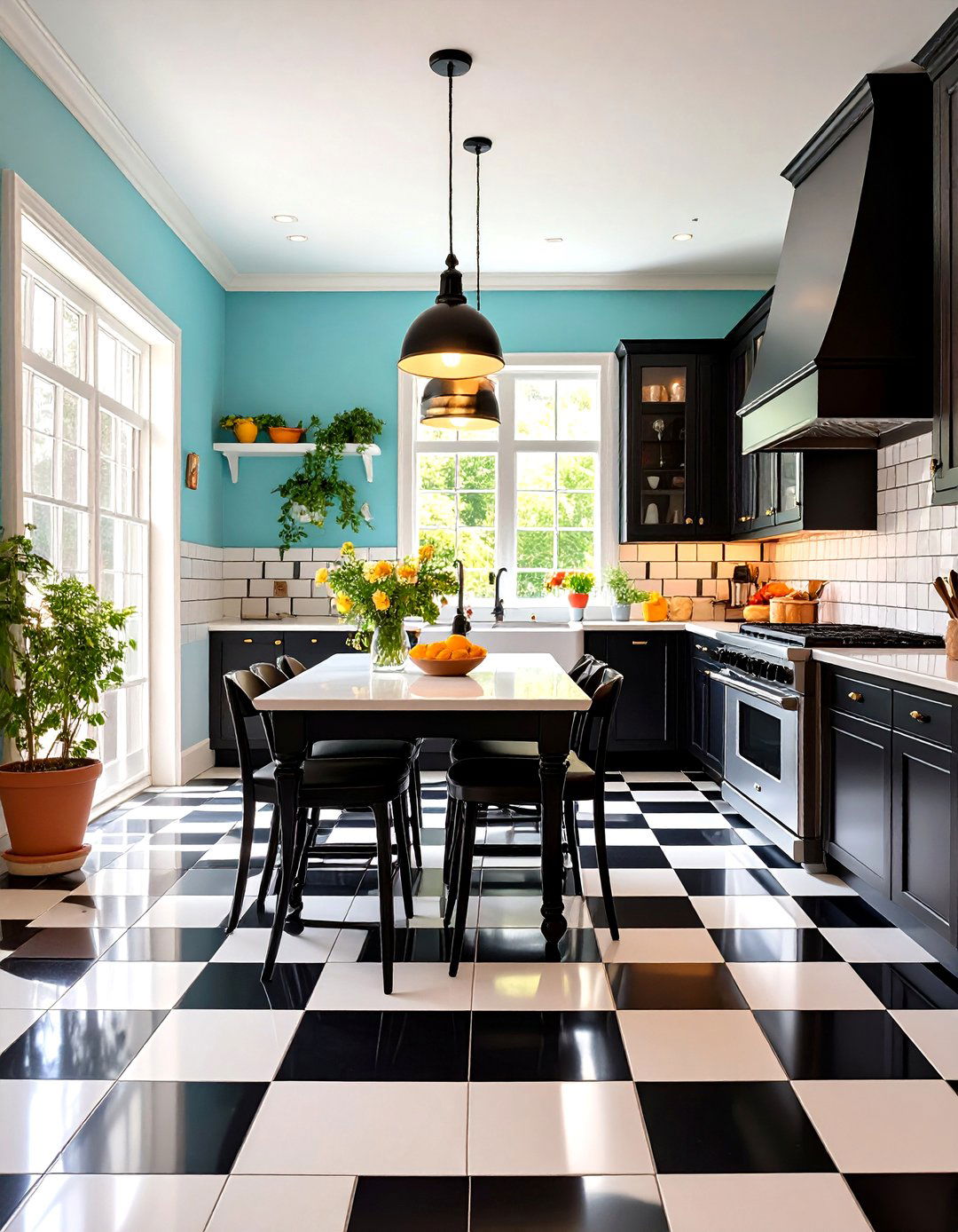 Checkerboard Pattern Ceramic Tile Design - 24 Kitchen Floor Ideas